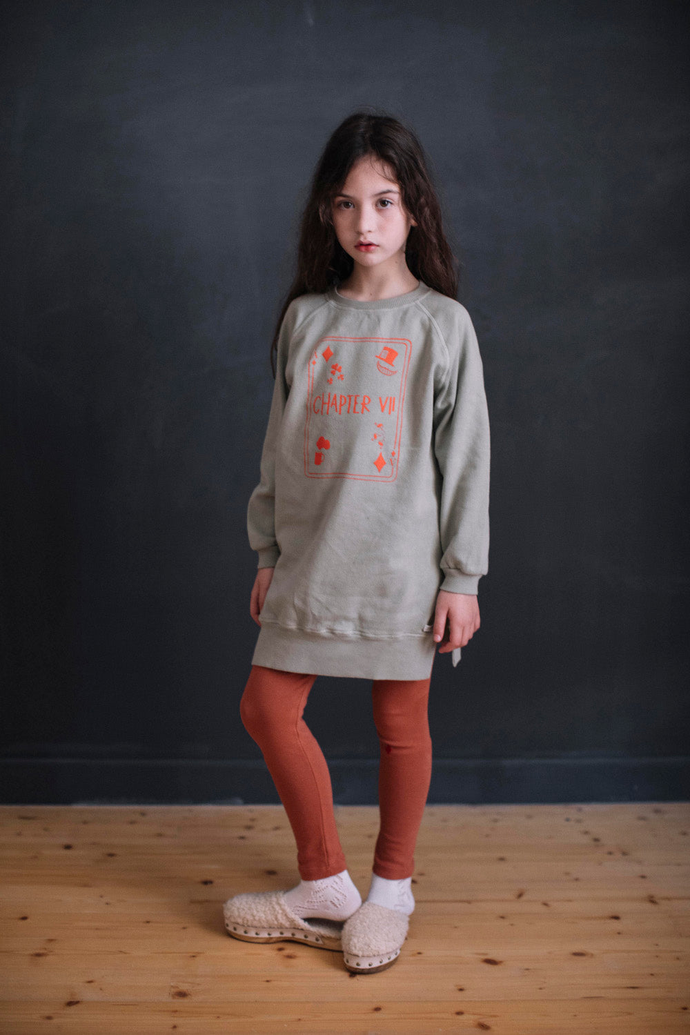 Mallas largas infantiles rojo con estampado de rombos en rodilla