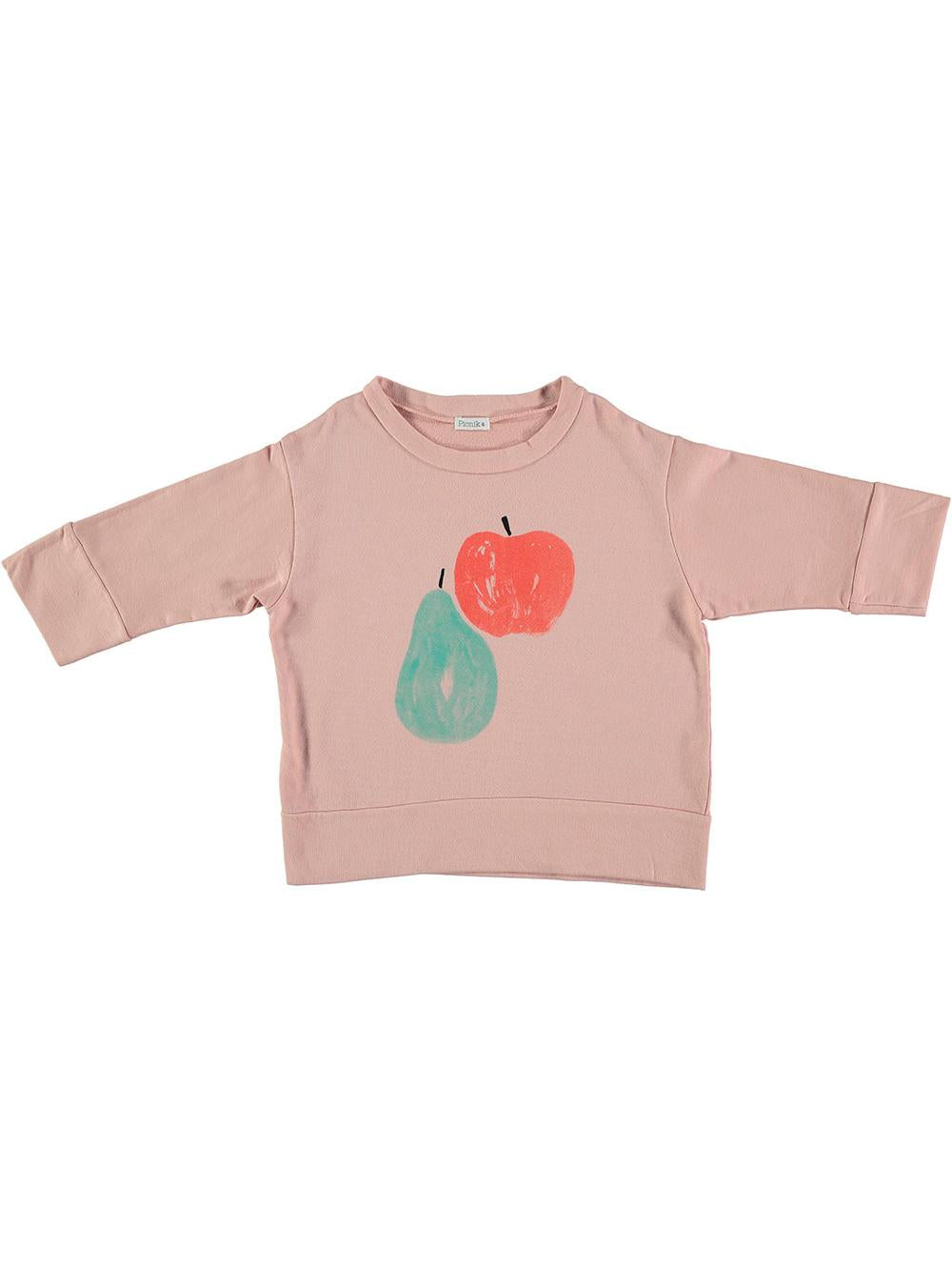 SUDADERA CROPPED MANZANA Y PERA ROSA PASTEL