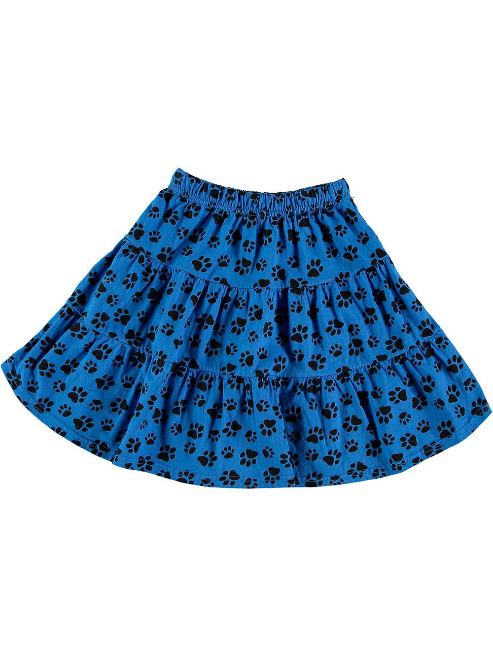 KLEIN BLUE FOOTPRINT PRINT RUFFLED MIDI SKIRT