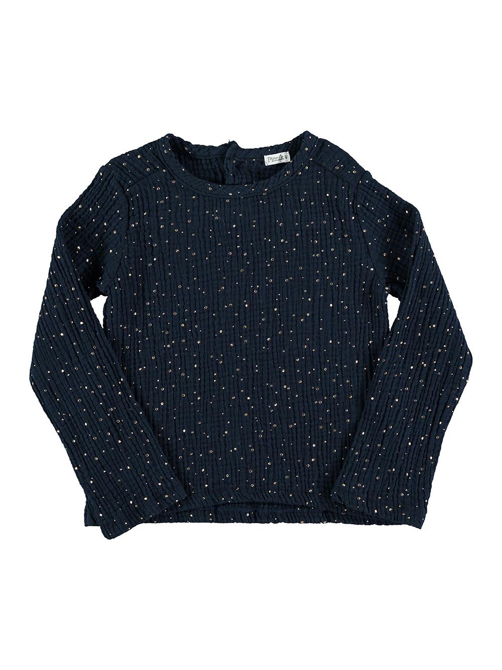 BLUSA MANGA LARGA ESTAMPADO PUNTOS DORADOS