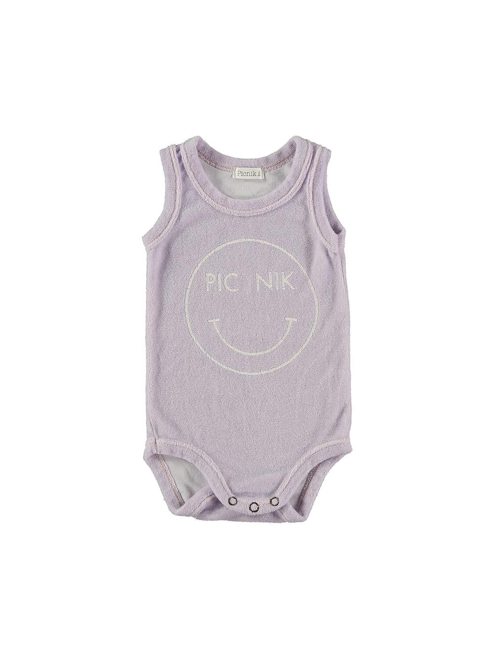 BODY TIRANTES EN RIZO LILA CON ESTAMPADO SMILE