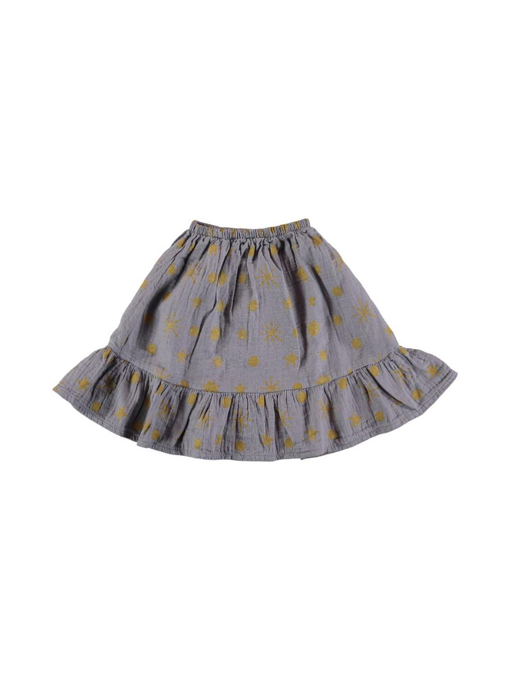FALDA VOLANTES ESTAMPADO ESTRELLAS GRIS