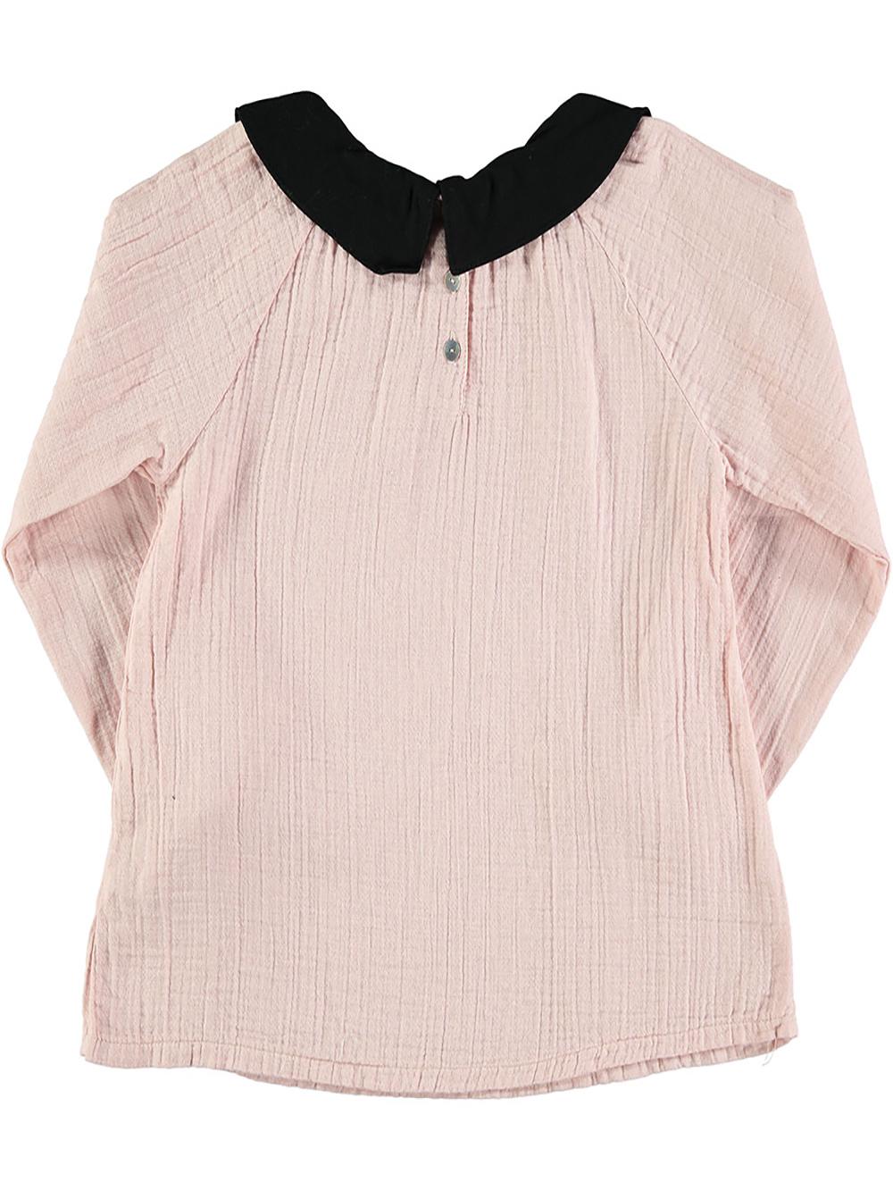 PINK SHIRT WITH BLACK COLLAR