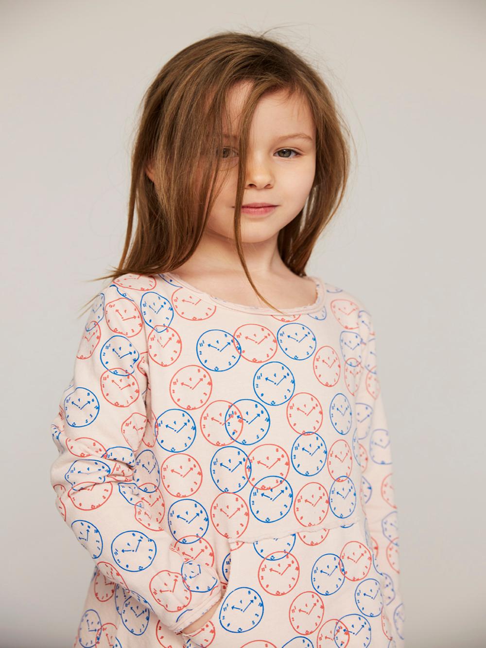 VESTIDO ESTAMPADO RELOJES ROSA
