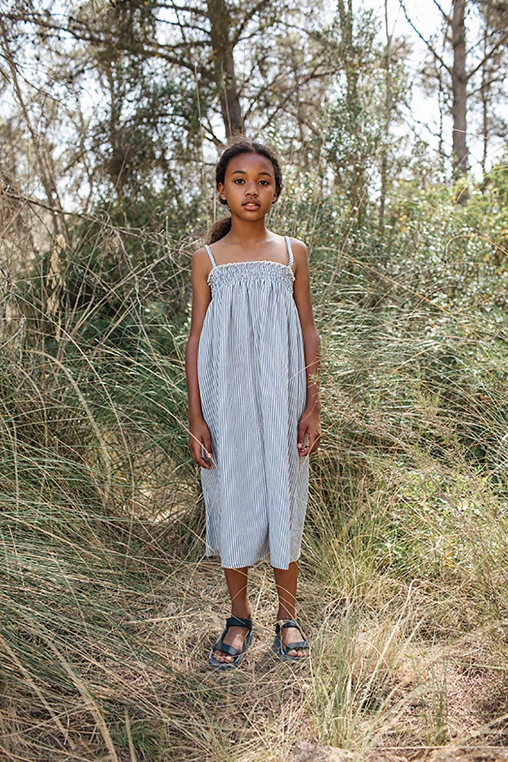 vestido verano-niña-blanco-rayas azules