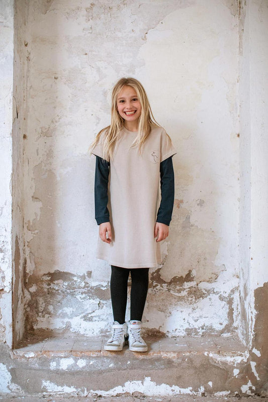 ALLO OFF WHITE BIRD SLEEVED DRESS