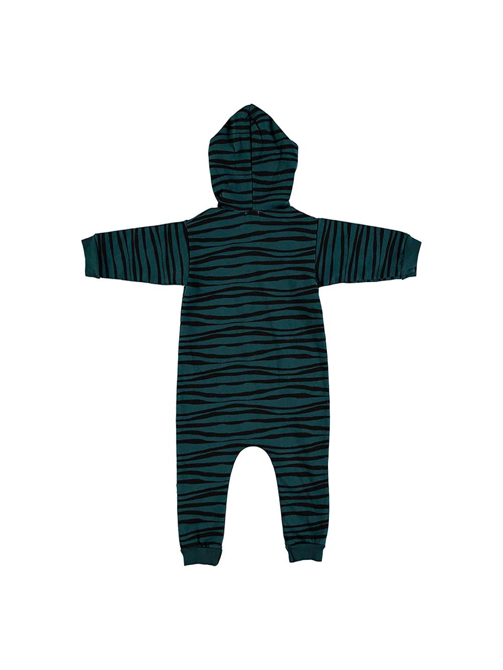 MONO BEBÉ VERDE OSCURO CAPUCHA ESTAMPADO ZEBRA