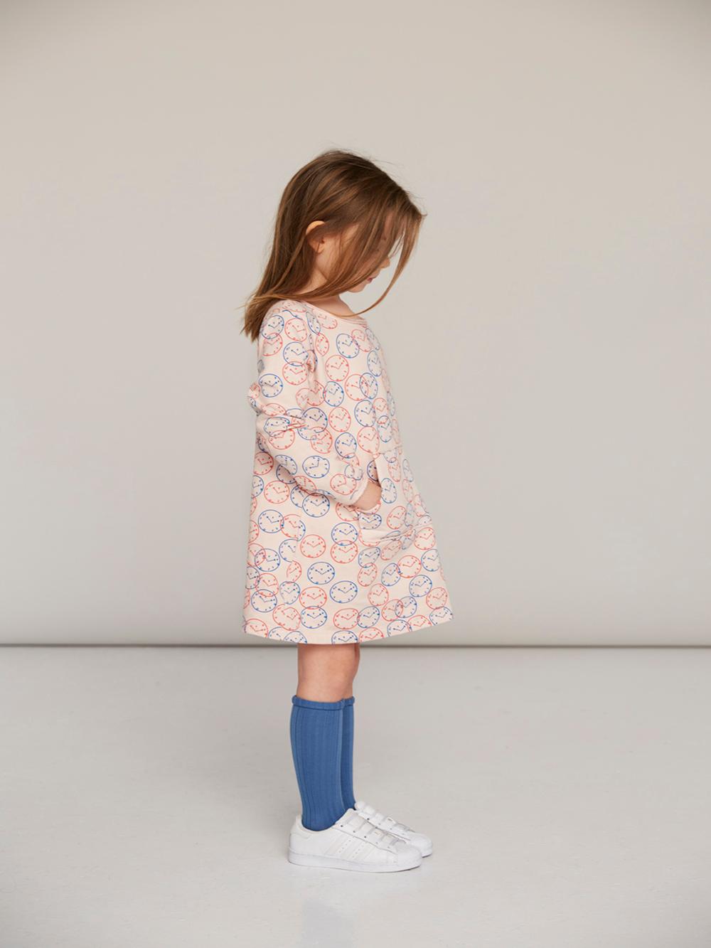 VESTIDO ESTAMPADO RELOJES ROSA