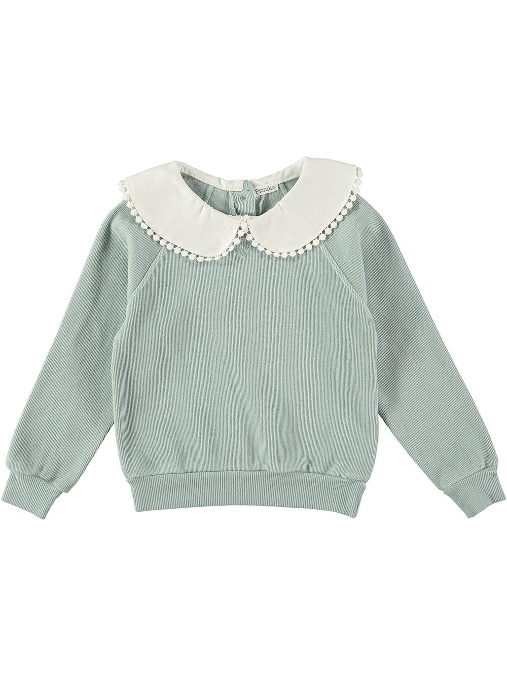 LIGHT BLUE SWEATSHIRT WITH WHITE COLLAR