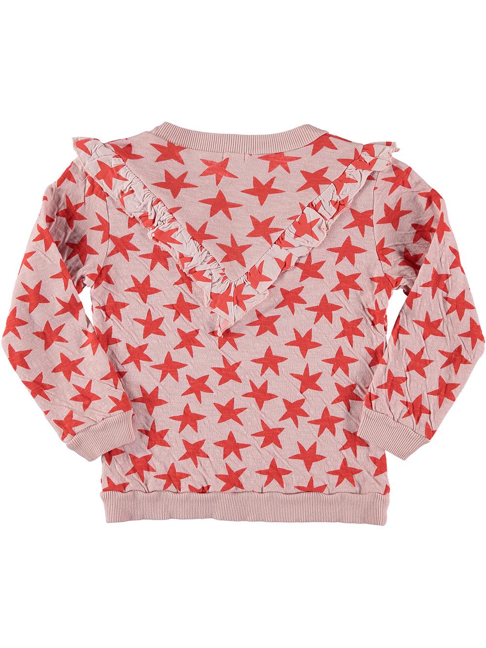 PINK STAR PRINTED Ruffle Sweatshirt