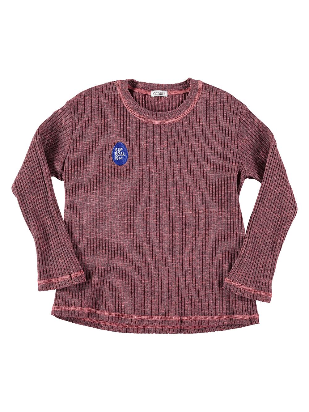 VIGORÉ PLUM T-SHIRT WITH EMBROIDERY SURREALISM
