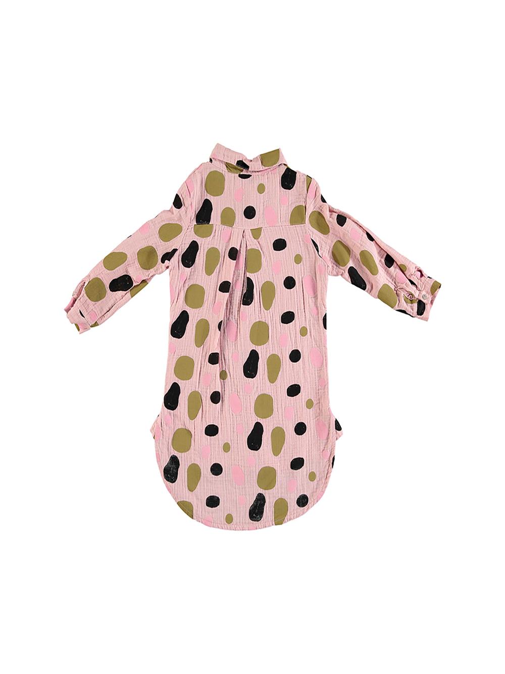 VESTIDO CAMISA ESTAMPADO PINCELADAS ROSA