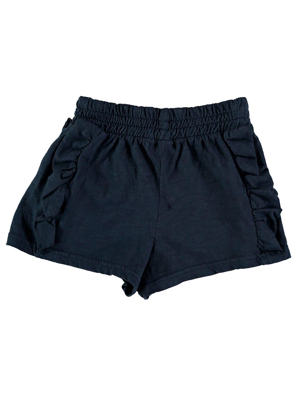 PANTALÓN CORTO VOLANTE BORDADO CROISSANT AZUL NOCHE