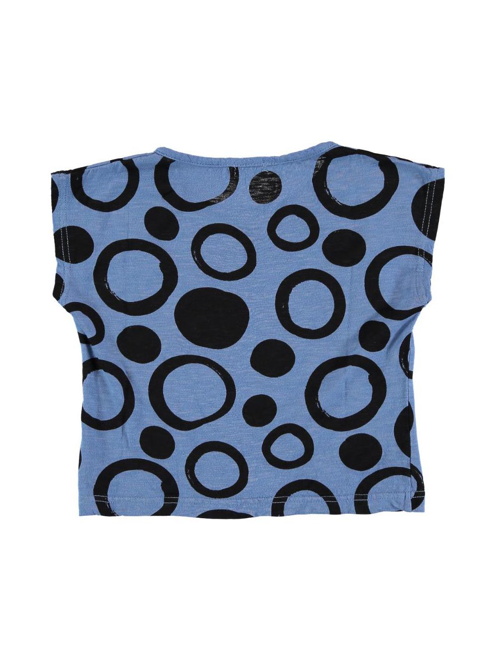 CAMISETA CROPPED ESTAMPADO TOPOS AZUL