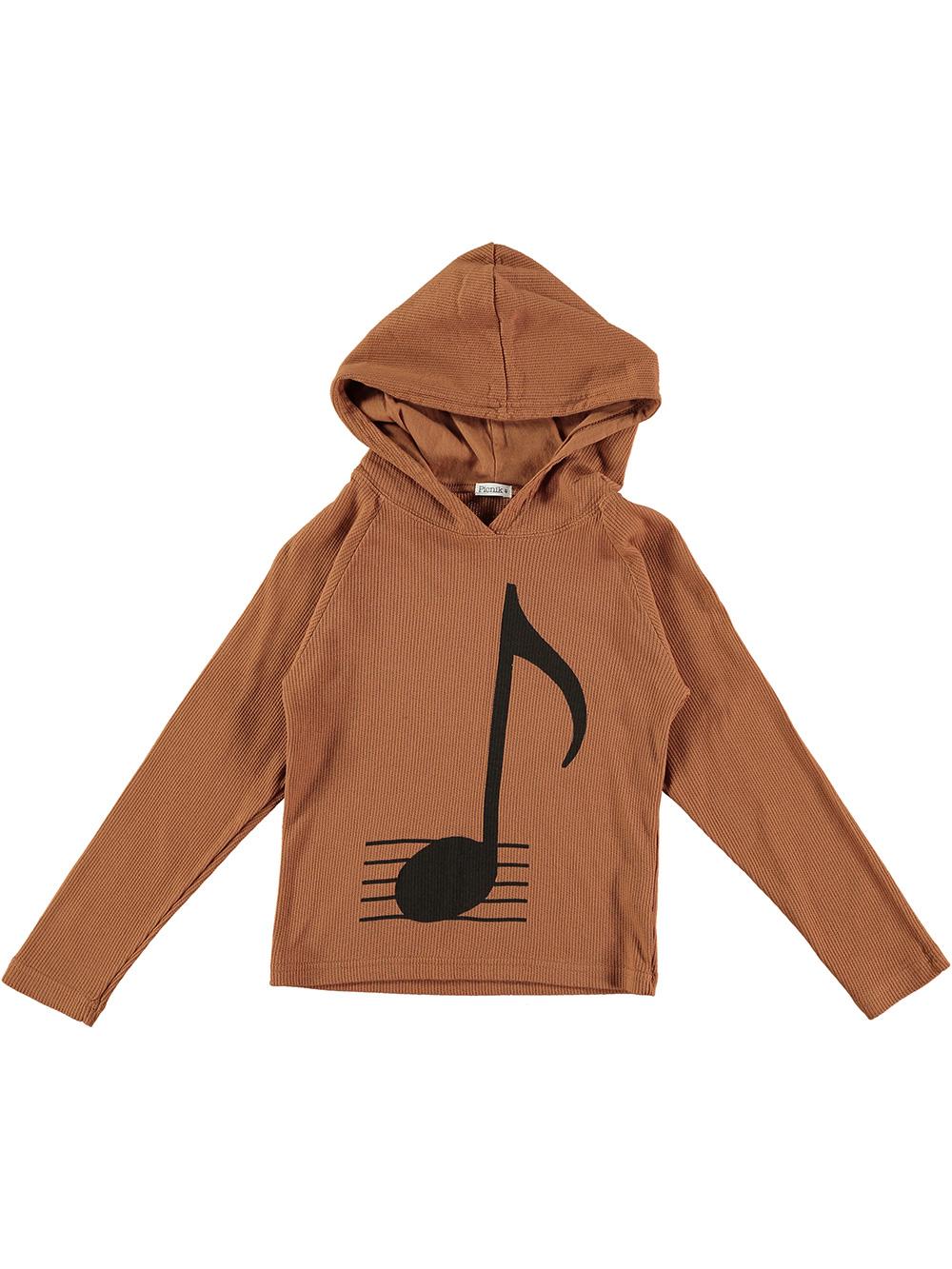 SUDADERA CAPUCHA NOTA Y PENTAGRAMA MARRÓN