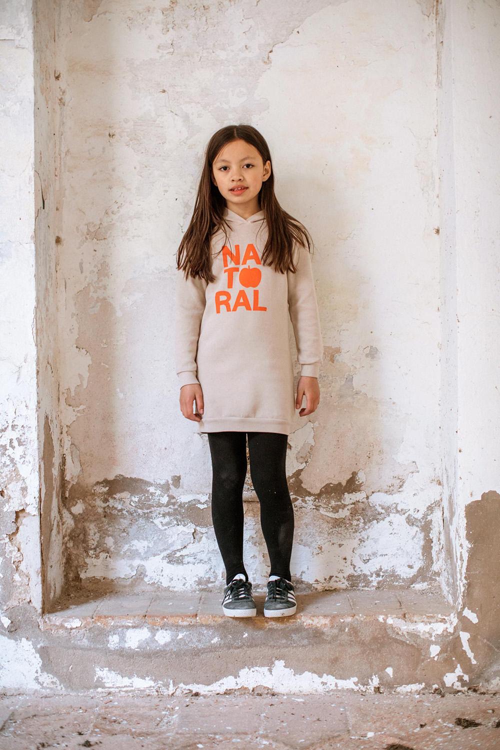 NATURAL STONE HOODED DRESS