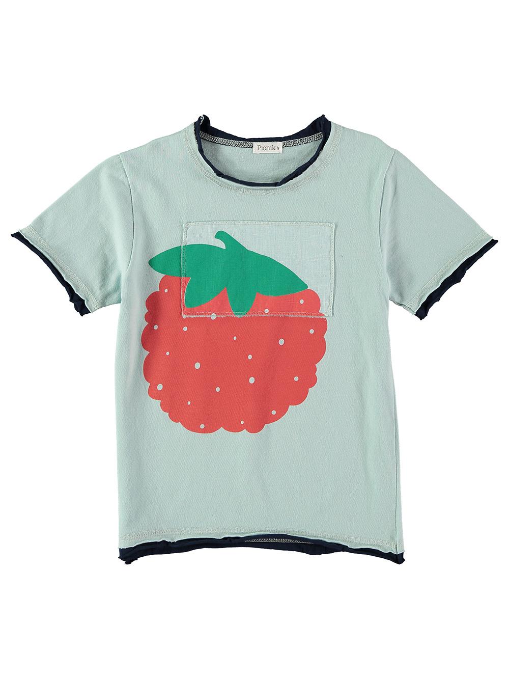 CAMISETA MANGA CORTA AZUL CLARO ESTAMPADA CON FRESA