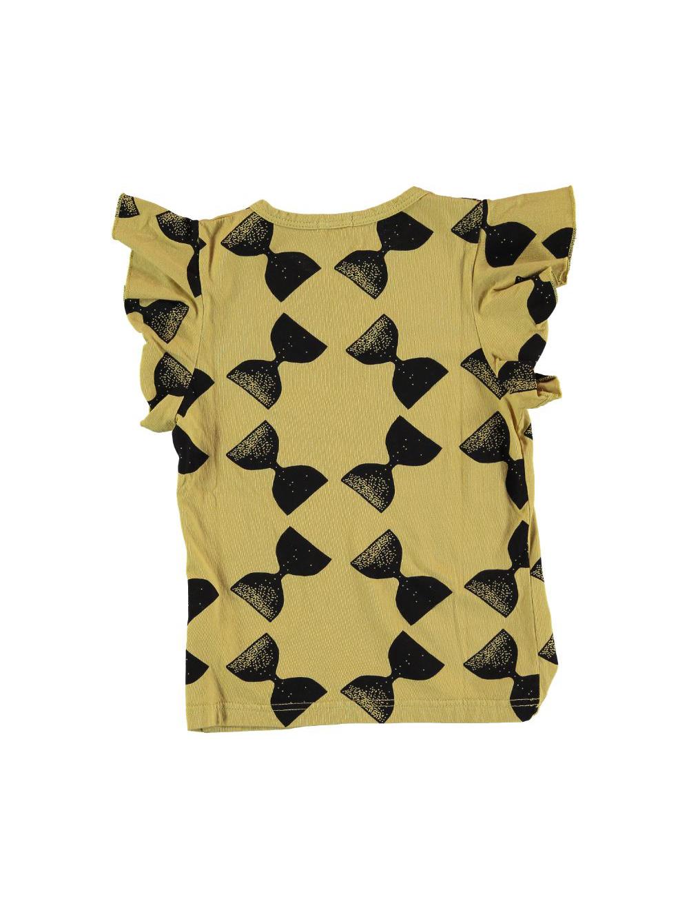 CAMISETA VOLANTES ESTAMPADO TOPOS AMARILLO