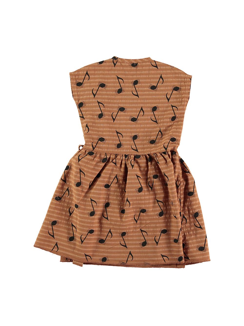 VESTIDO CINTURÓN ESTAMPADO NOTAS Y PENTAGRAMAS MARRÓN