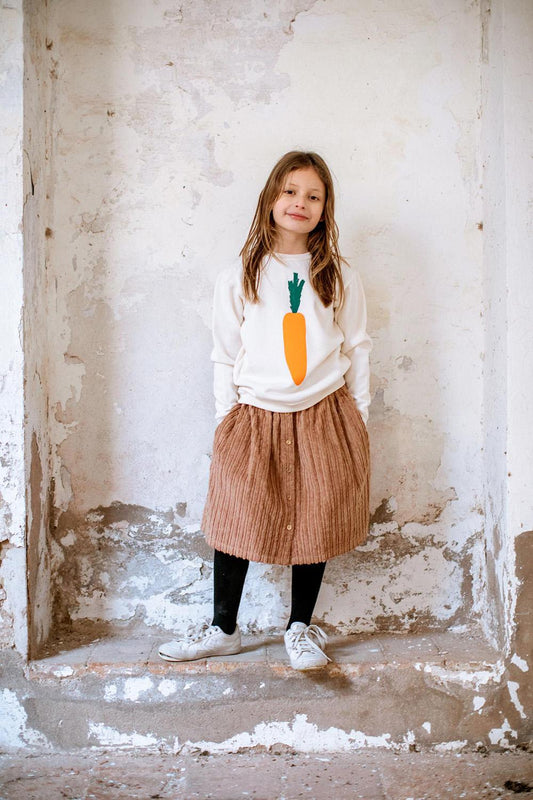 BROWN BUTTONED CORDUROY SKIRT