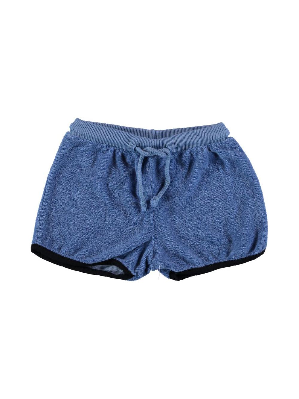 BLUE SHORTS WITH DRAWSTRING AND BLACK TRIM