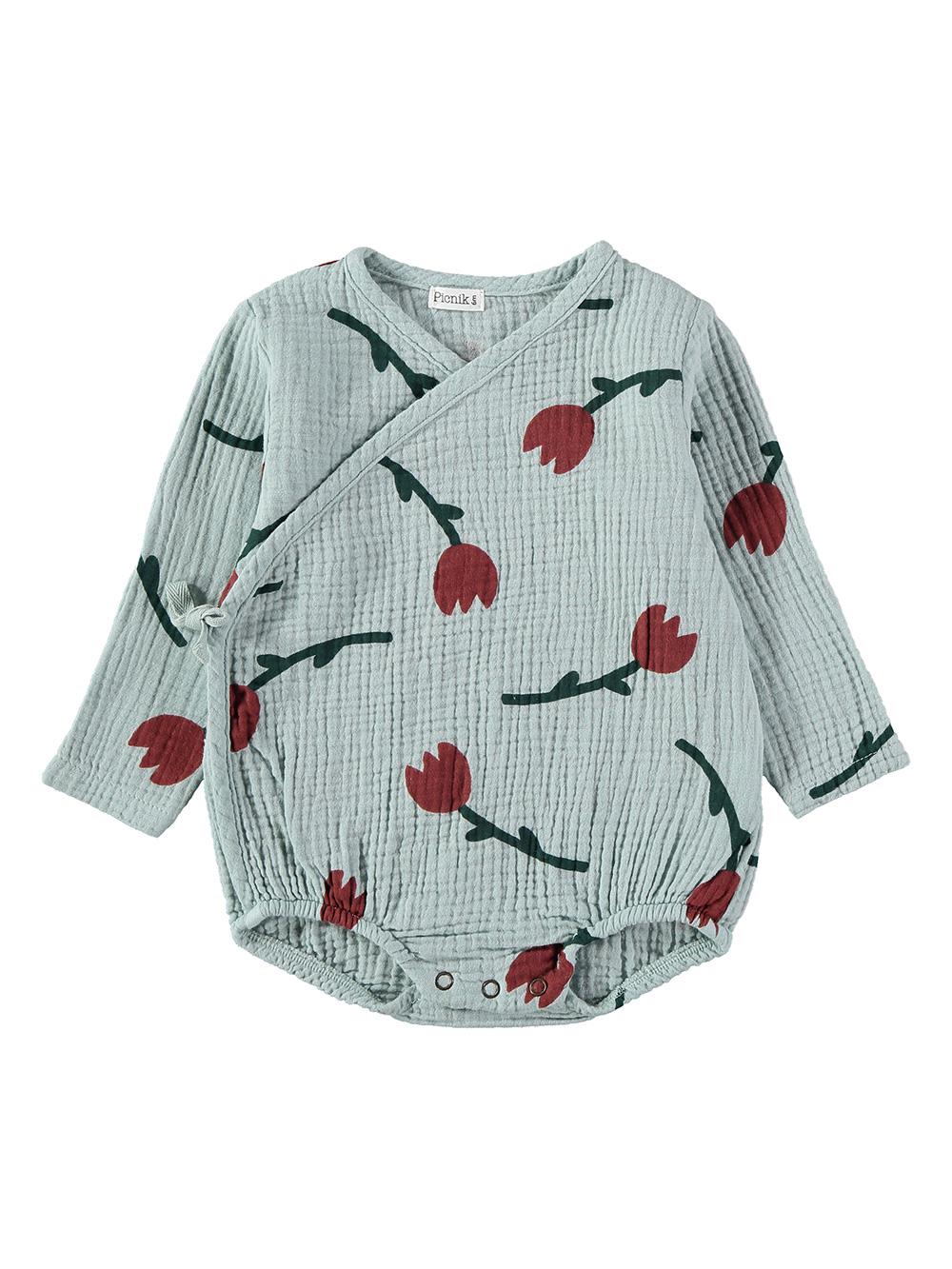 BODY CRUZADO AZUL CLARO ESTAMPADO TULIPANES