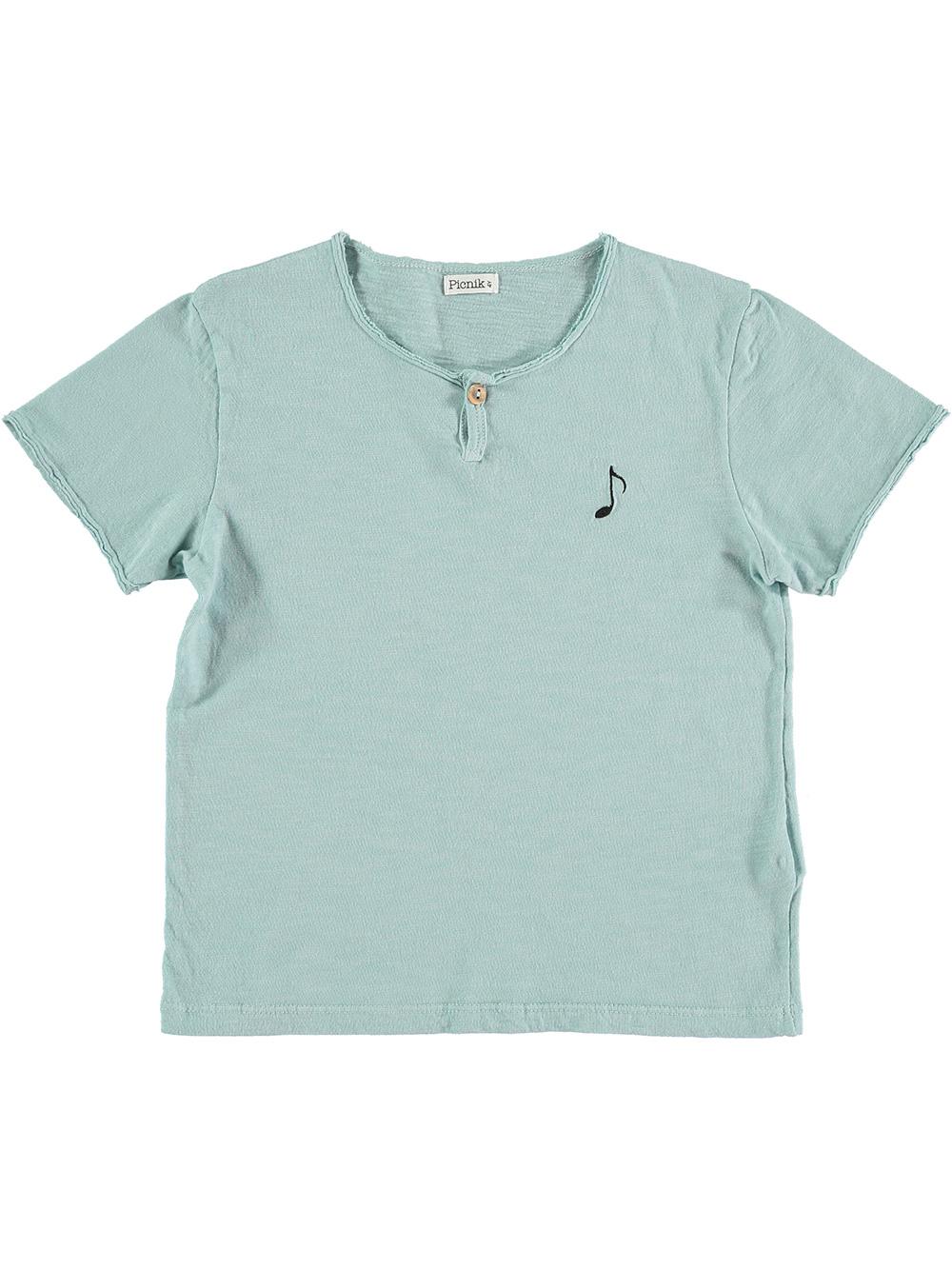 CAMISETA CUELLO PANADERA BORDADO NOTA AZUL