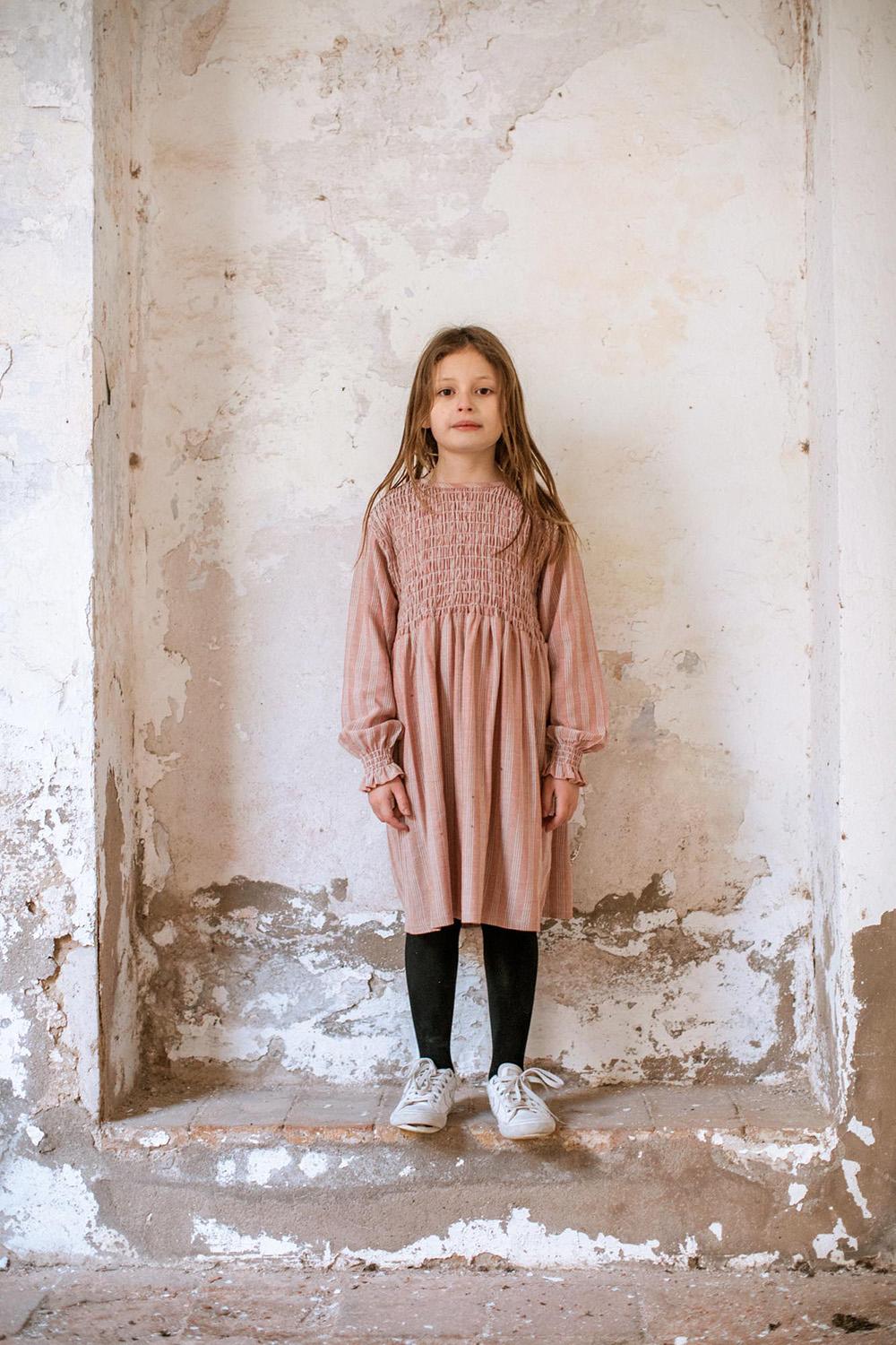 EMBROIDERED WHITE AND PINK STRIPED DRESS LIFE IS A PICNIK