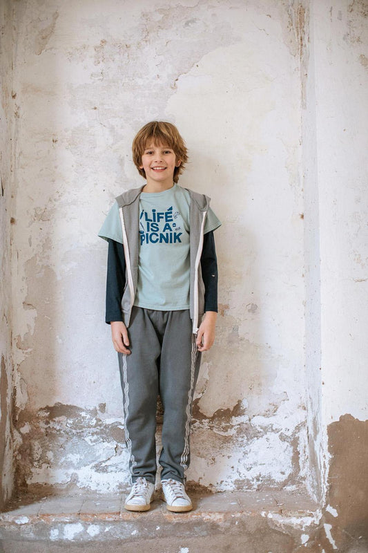 LIFE IS A PICNIK LIGHT BLUE SLEEVED T-SHIRT