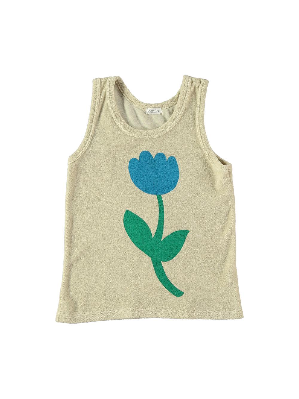 CAMISETA EN RIZO DE TIRANTES BLANCO ROTO