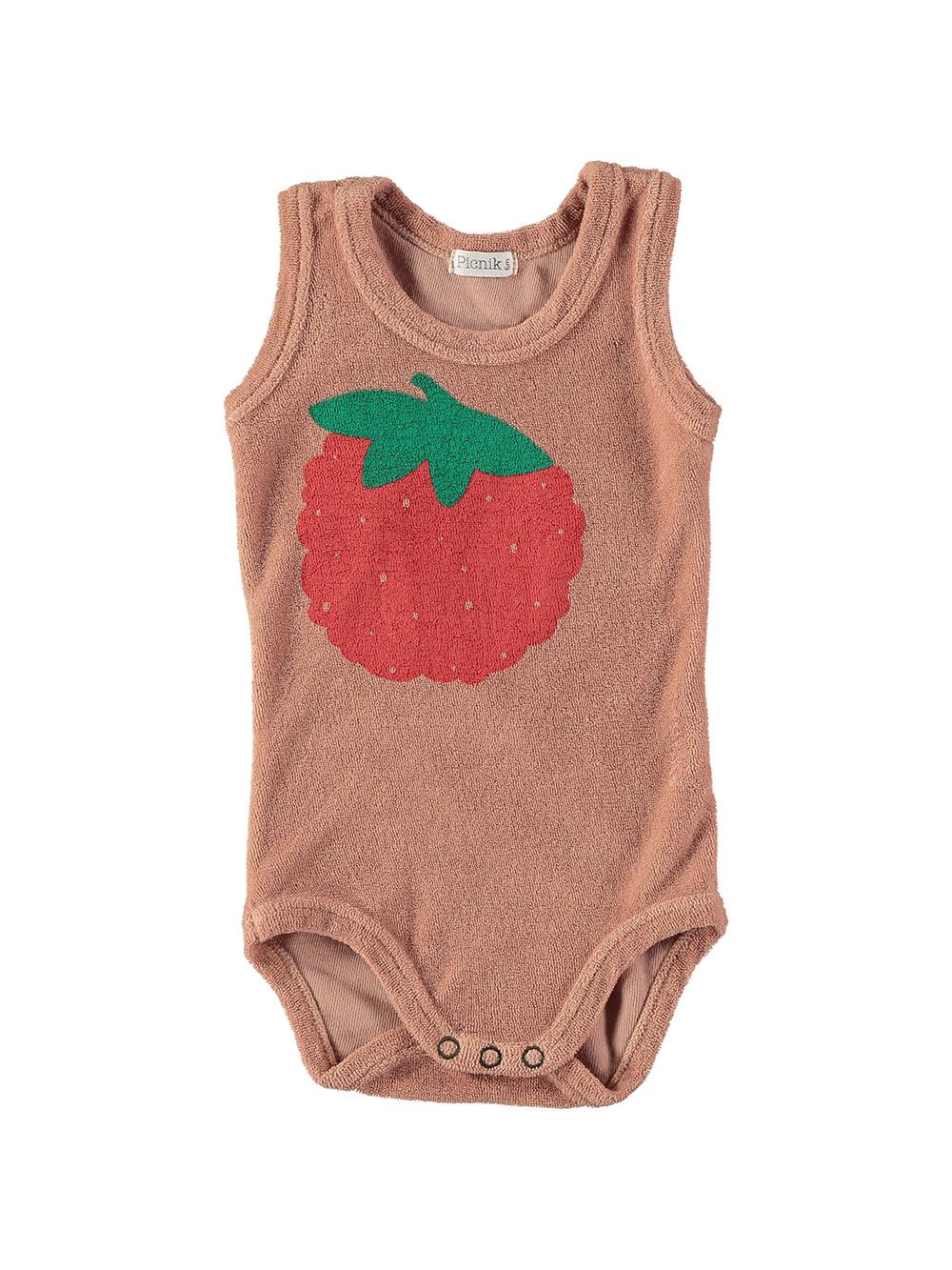 BODY TIRANTES ROSA EN RIZO ESTAMPADO FRESA