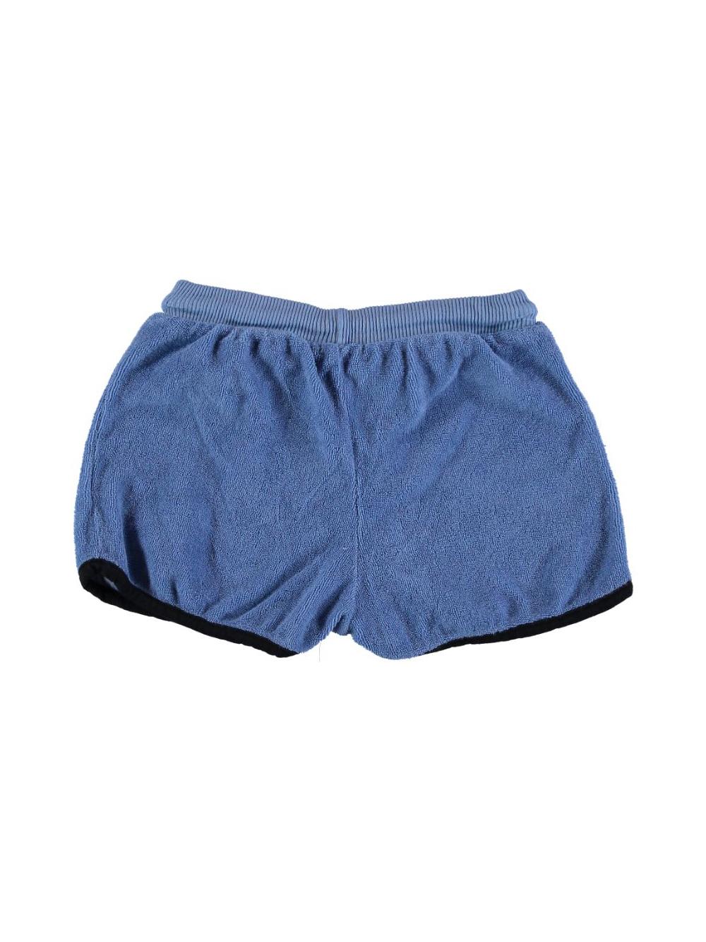 BLUE SHORTS WITH DRAWSTRING AND BLACK TRIM