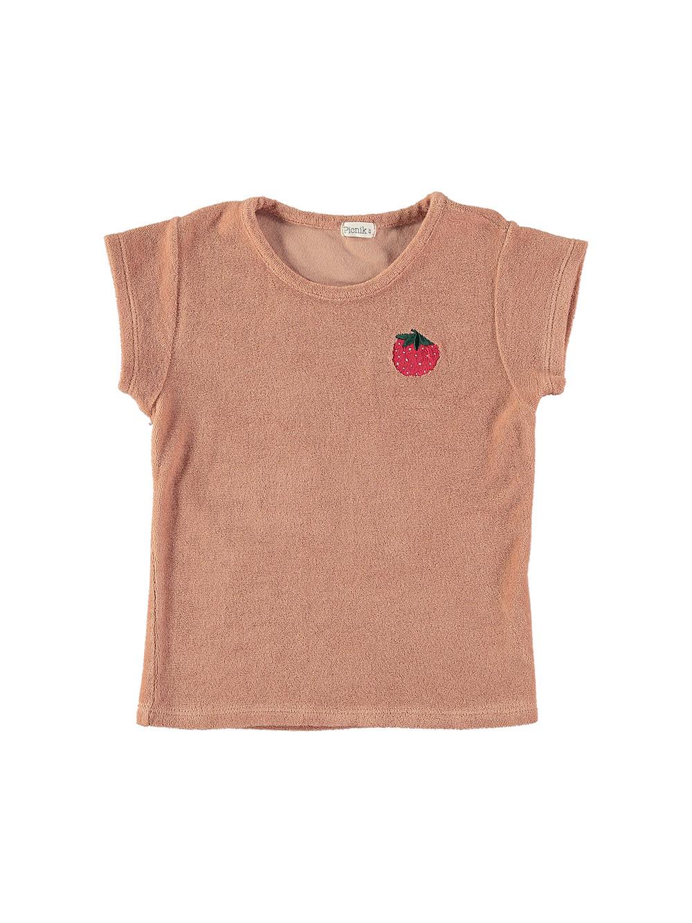 CAMISETA MANGA CORTA MELOCOTÓN BORDADO FRESA