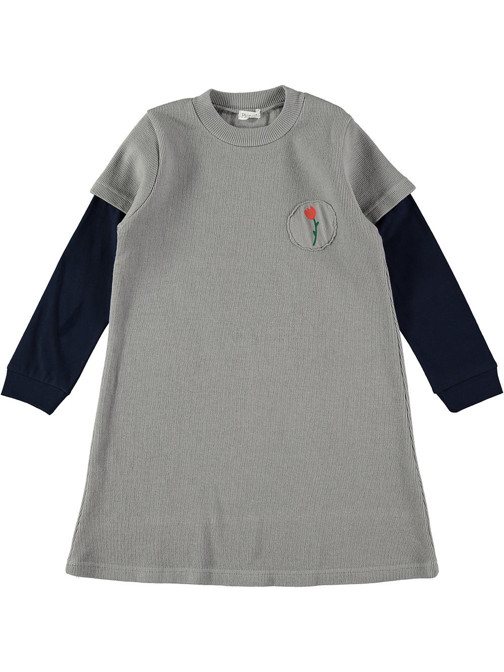 GRAY TULIP SLEEVED DRESS