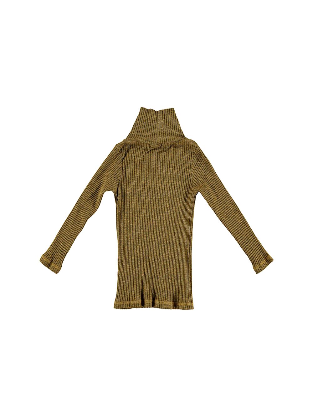 VIGORÉ YELLOW HIGH NECK T-SHIRT WITH TRIANGLE EMBROIDERY