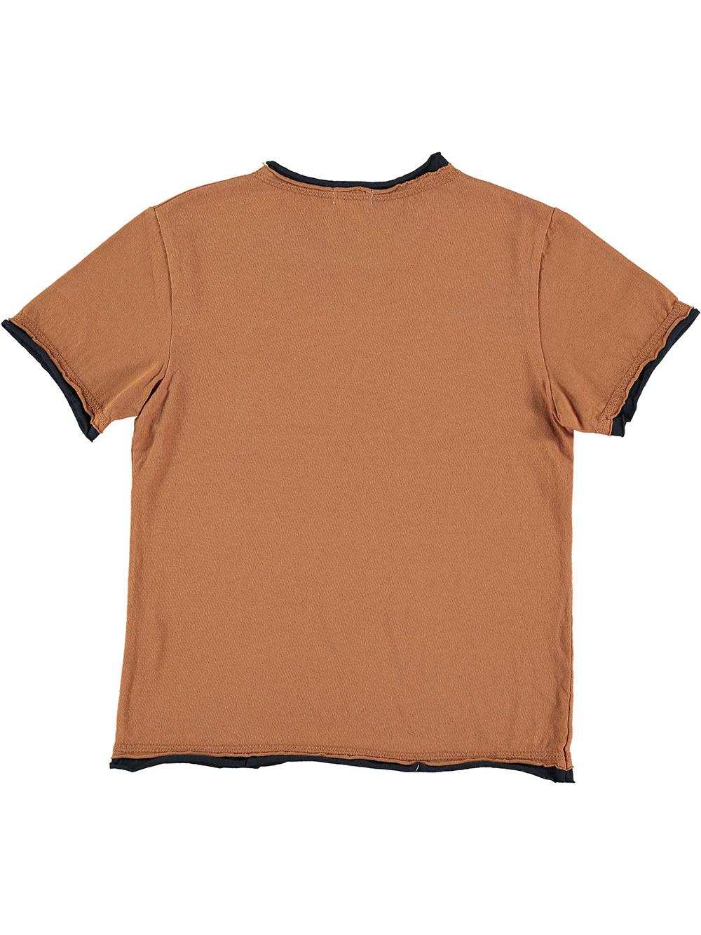 BROWN NOTE AND PENTAGRAM CONTRAST NECK T-SHIRT