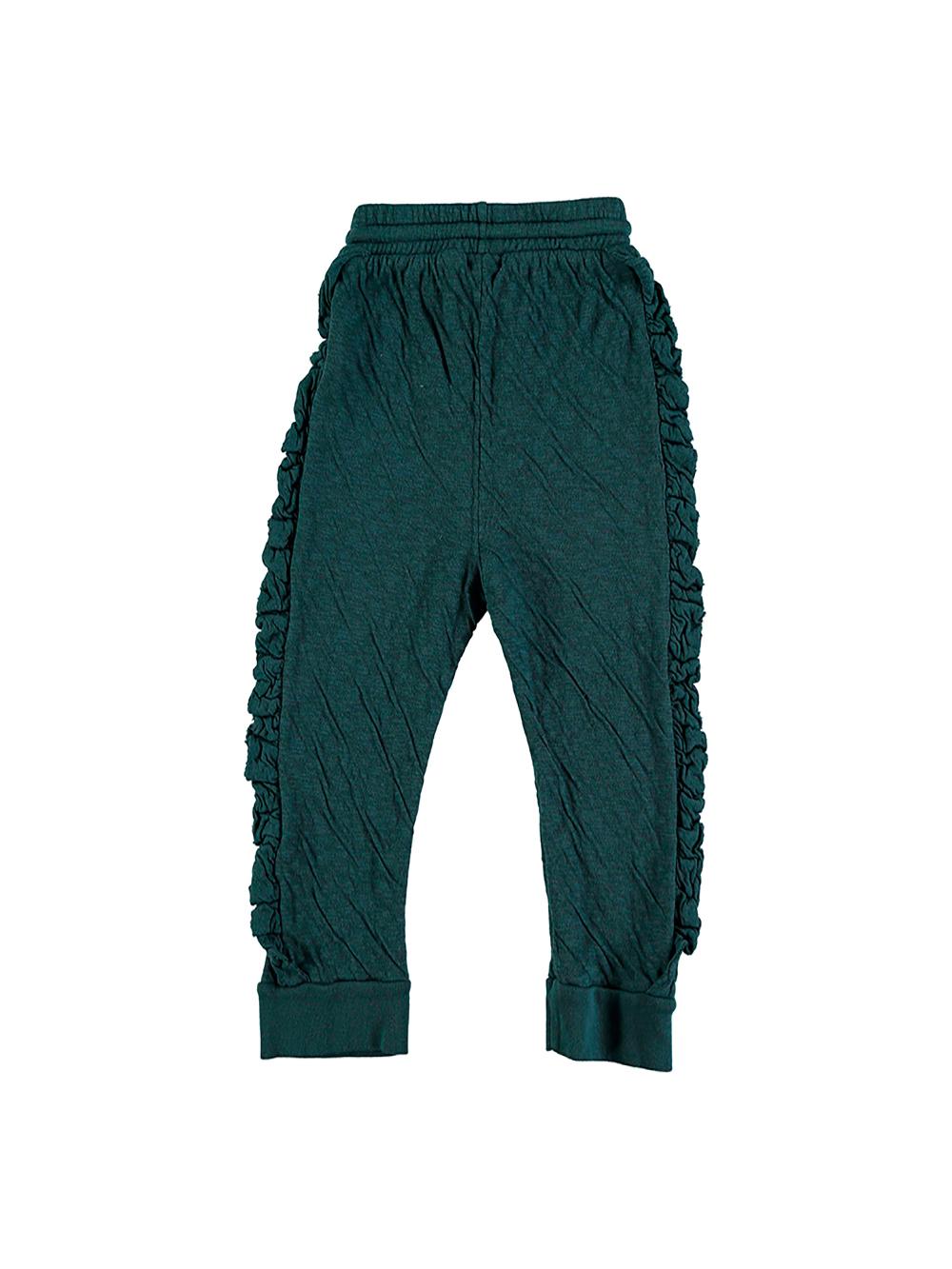 PANTALÓN VOLANTES LATERALES VERDE OSCURO