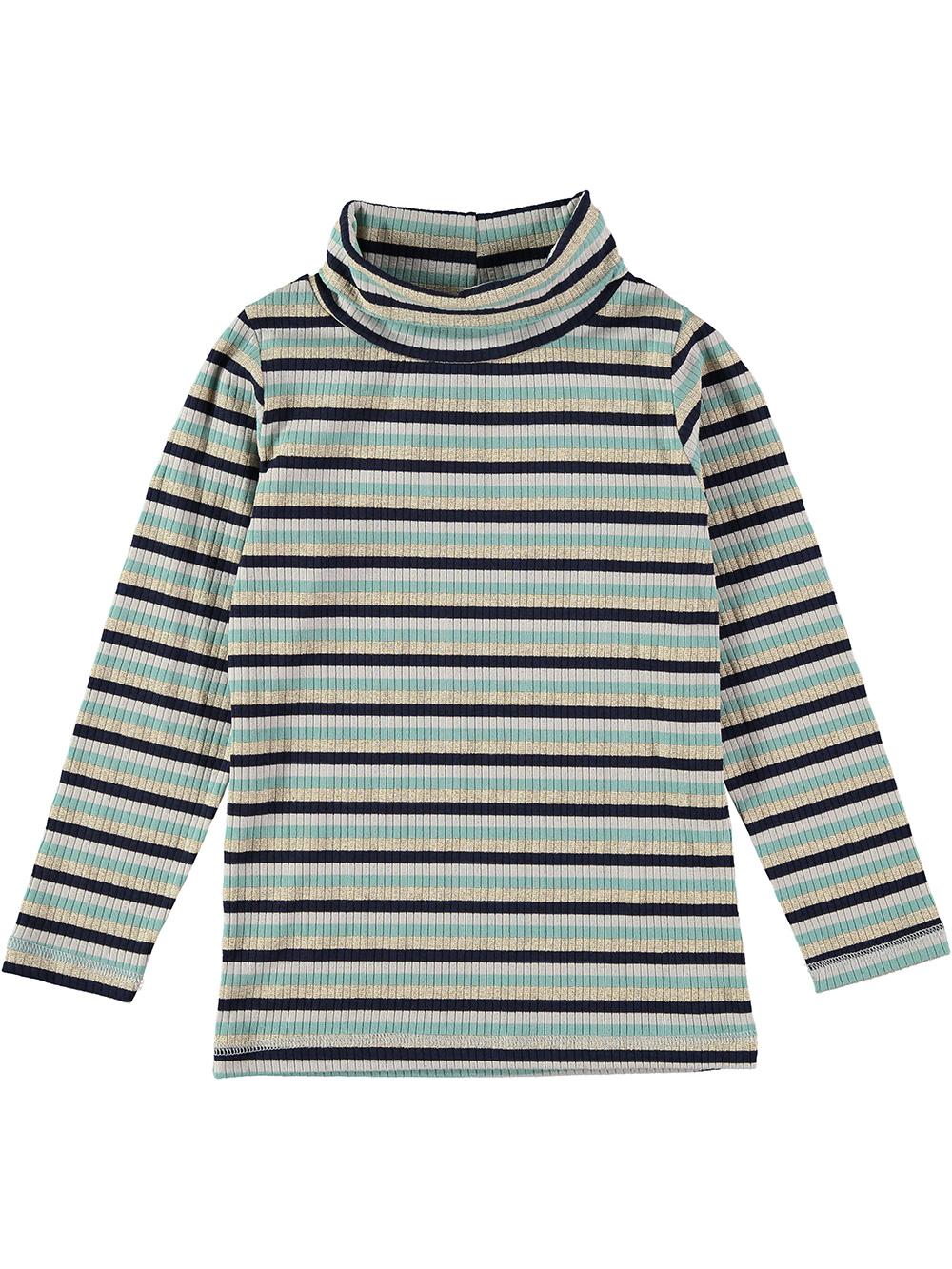 MULTICOLOR STRIPED HIGH NECK T-SHIRT