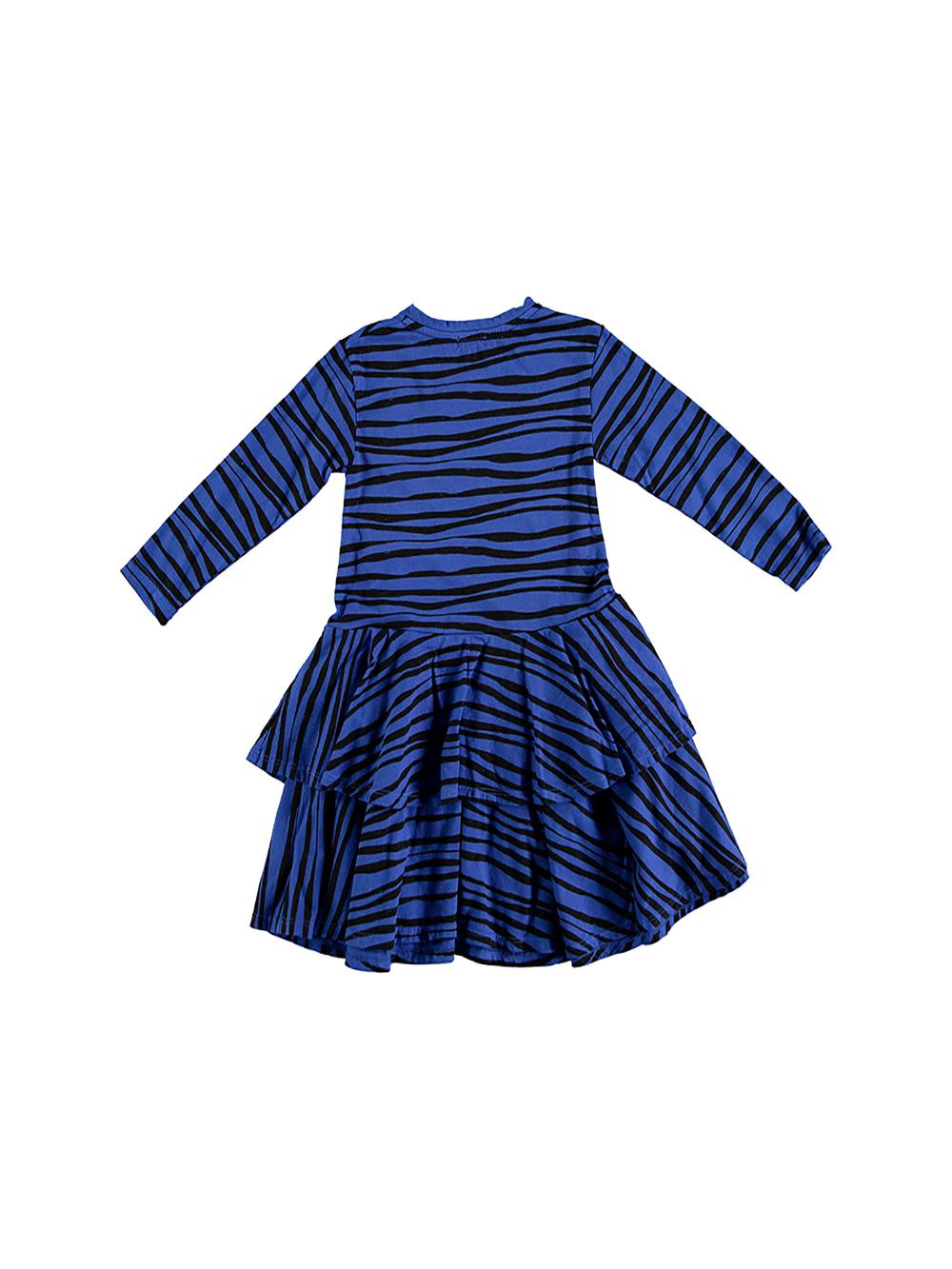 VESTIDO DOBLE VOLANTE AZUL ELÉCTRICO ESTAMPADO ZEBRA