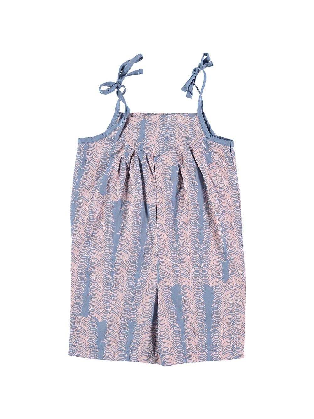 BLUE PALM TREE PRINT SUSPENDED JUMPSUIT