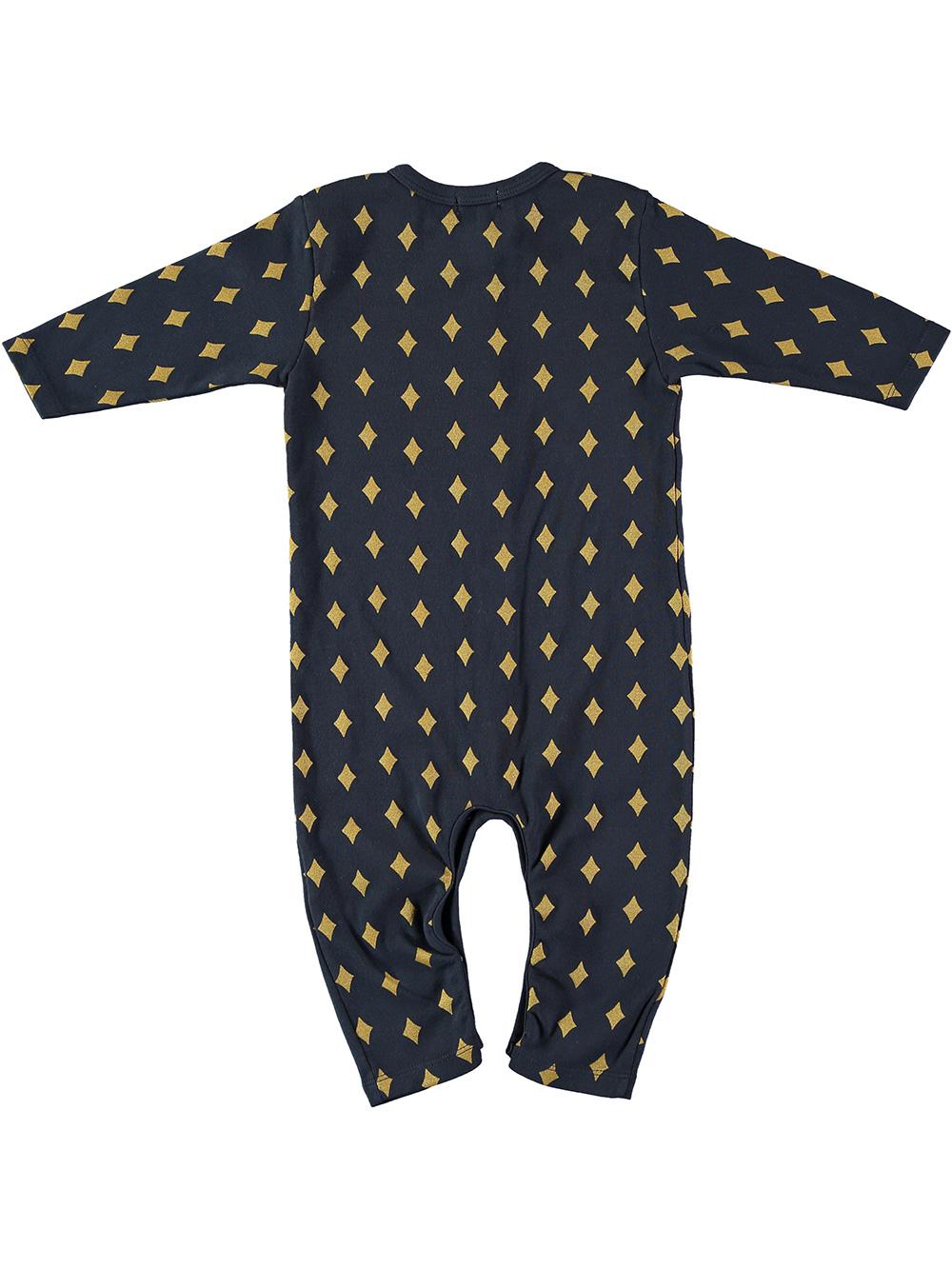 LONG JUMPSUIT WITH NIGHT BLUE RHOMBUS PRINT