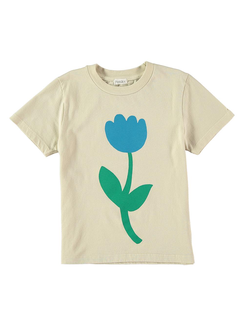 CAMISETA MANGA CORTA BLANCO ROTO CON ESTAMPADO FLOR