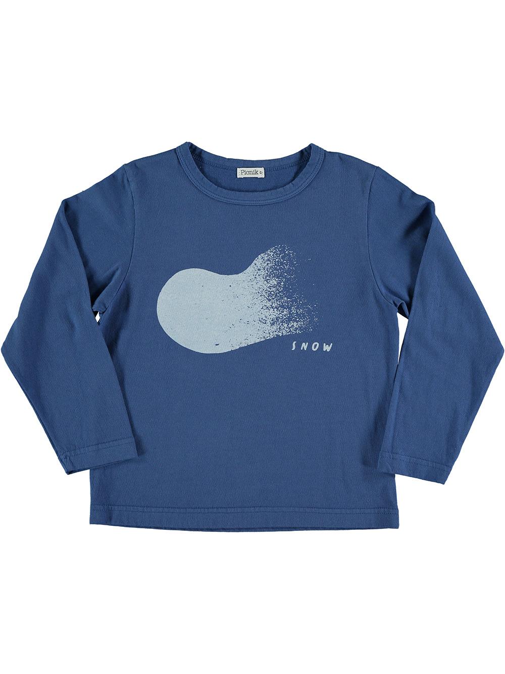 BLUE LONG SLEEVE T-SHIRT WITH SNOWBALL PRINT