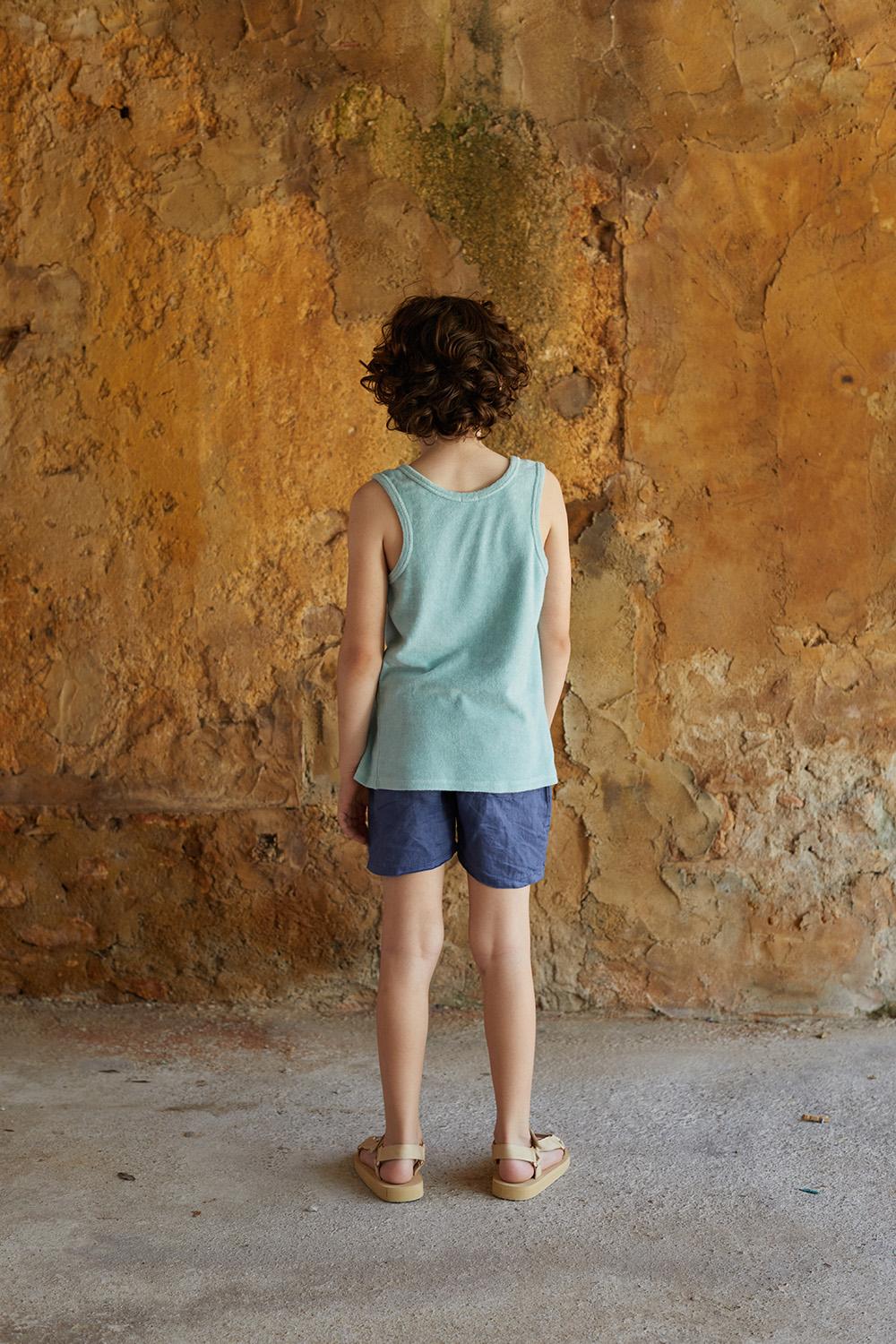 CAMISETA TIRANTES AZUL CLARO CON ESTAMPADO VENTILADOR Y PÁJAROS