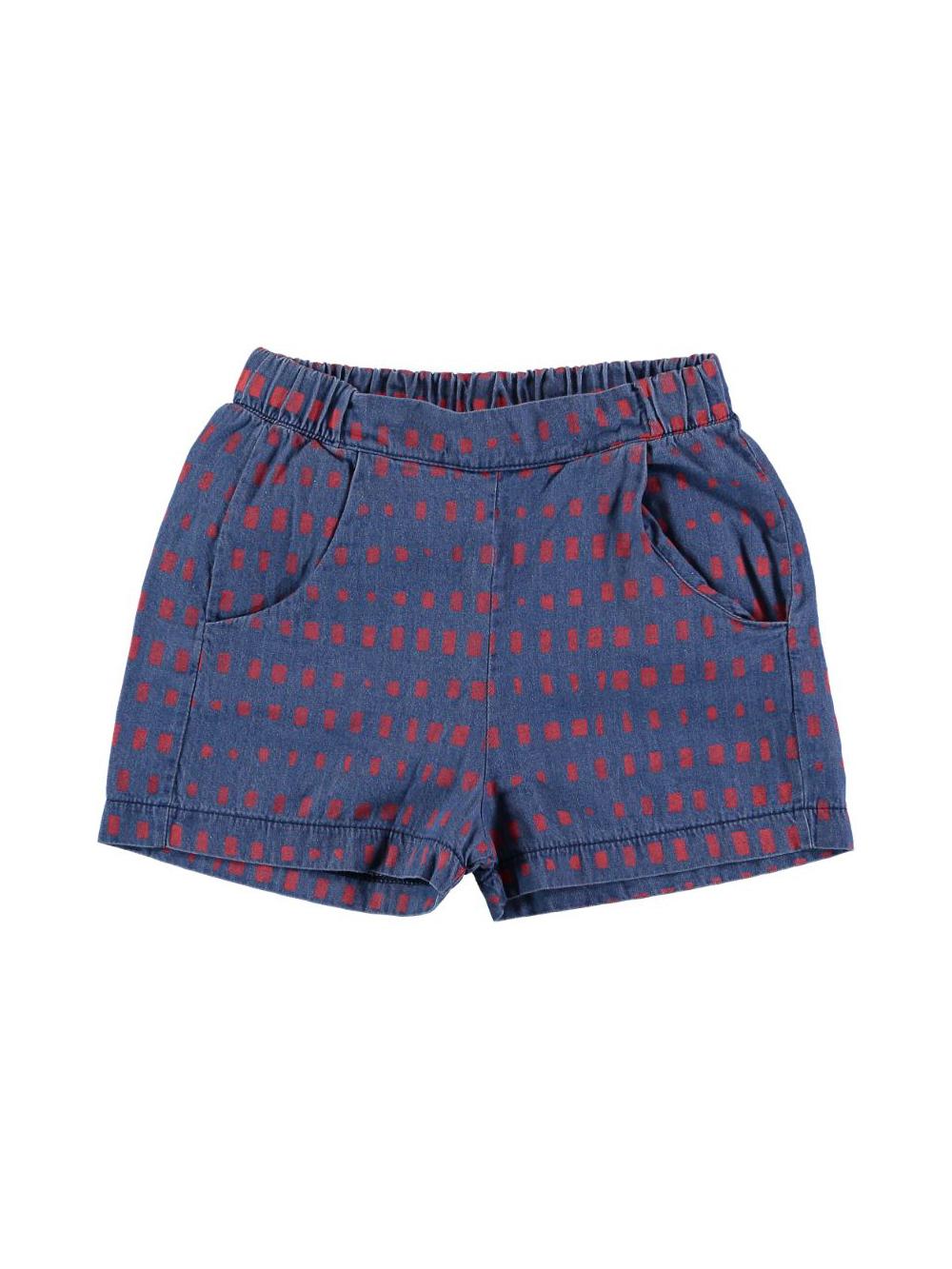 PANTALÓN CORTO ESTAMPADO RECTÁNGULOS DENIM