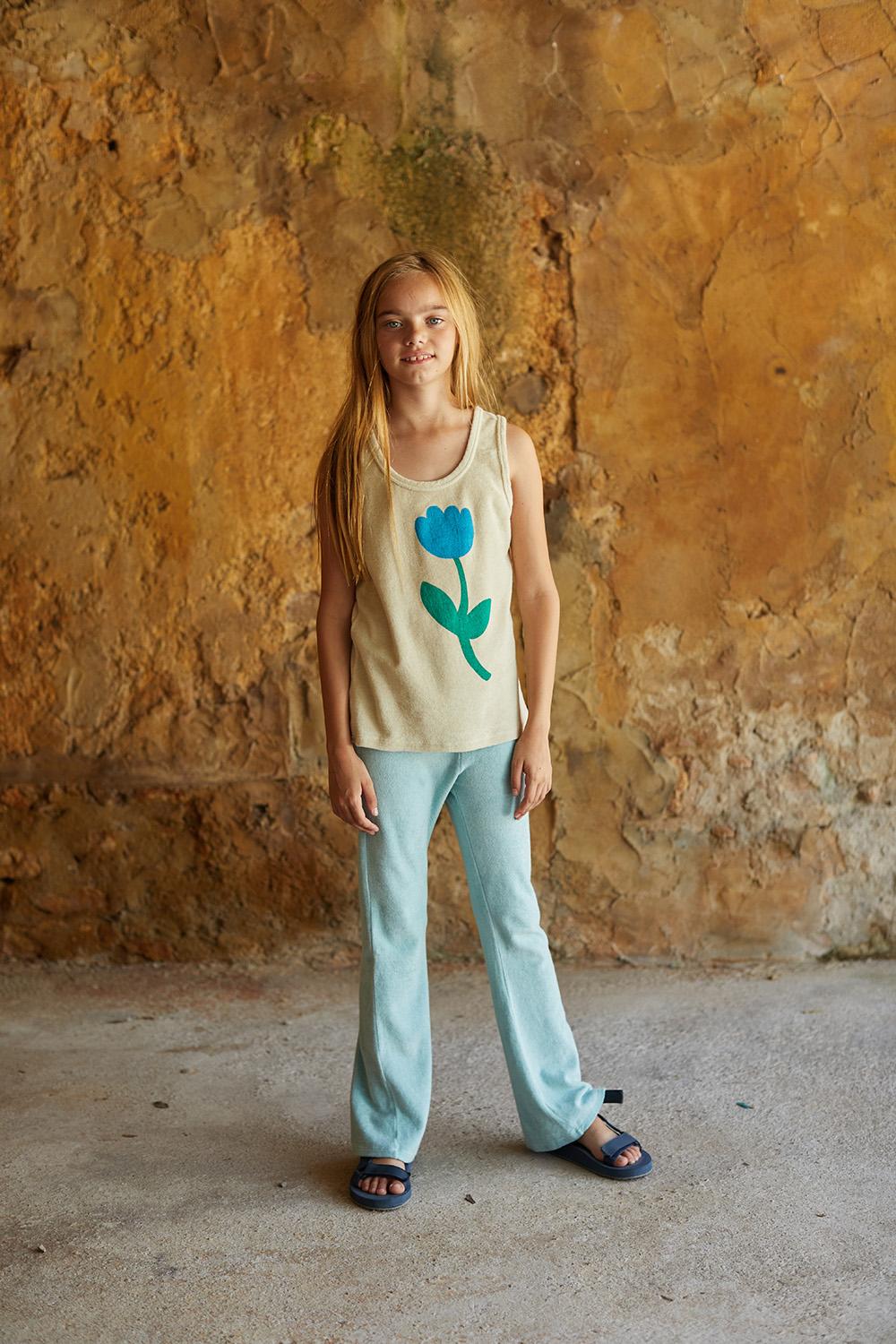 CAMISETA EN RIZO DE TIRANTES BLANCO ROTO