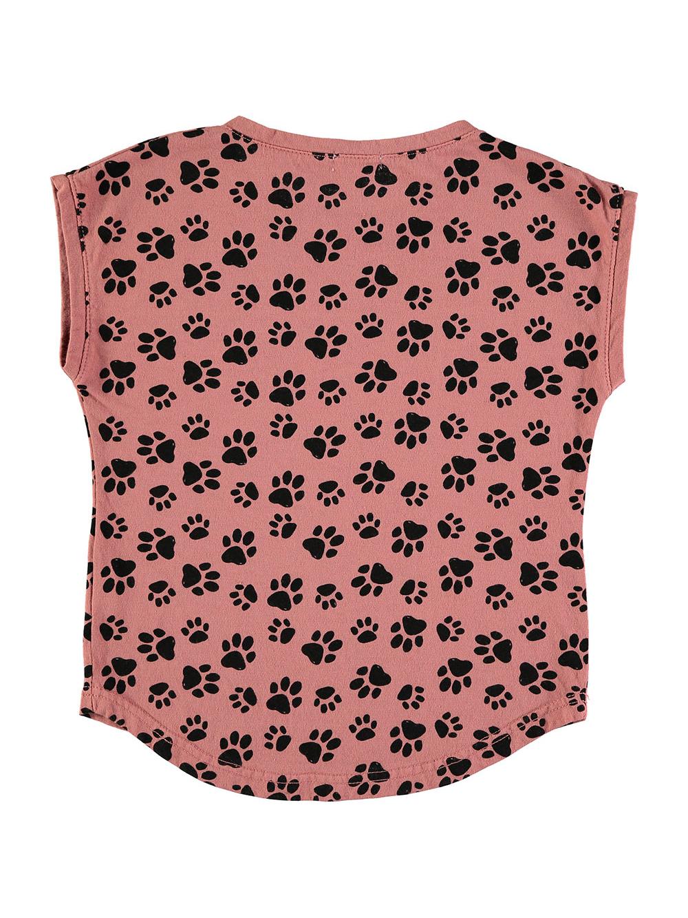 CAMISETA ESTAMPADO HUELLAS ROSA