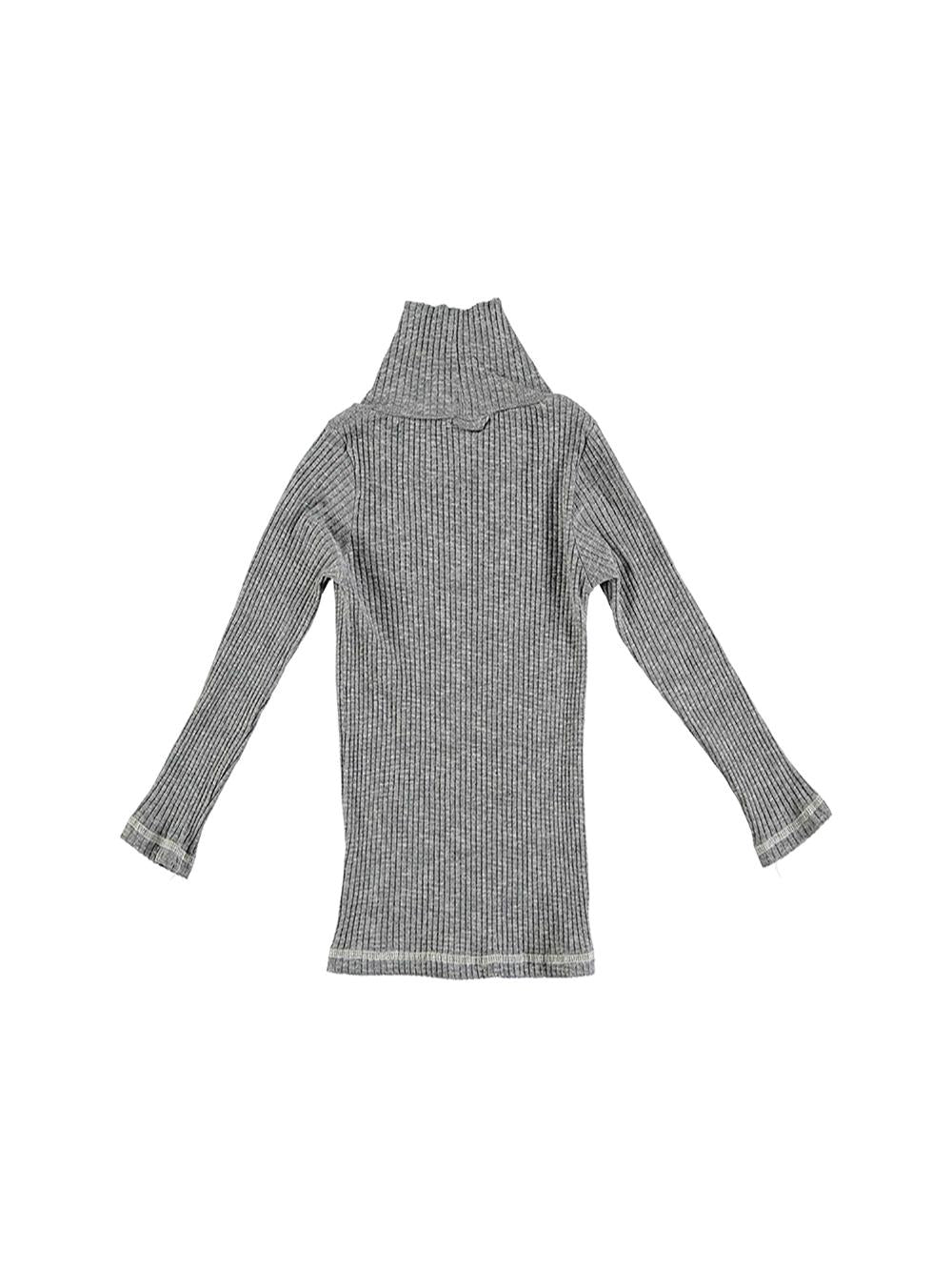 VIGORÉ GRAY HIGH NECK T-SHIRT WITH STAR EMBROIDERY