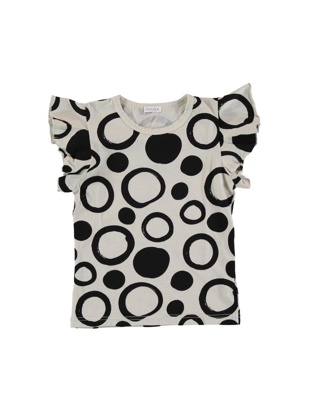 CAMISETA VOLANTES ESTAMPADO TOPOS BLANCO