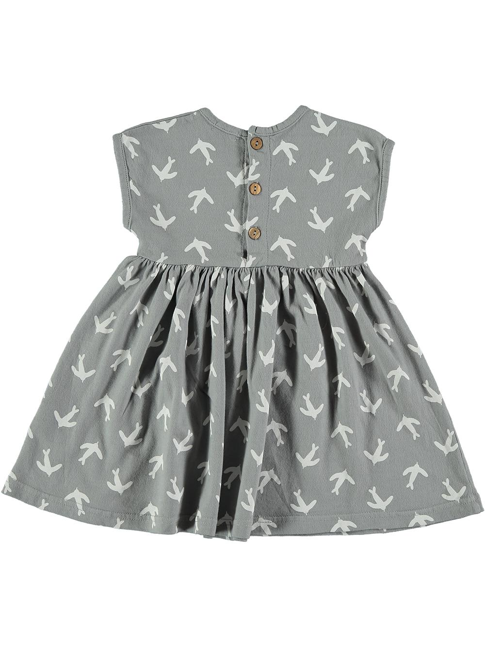 GRAY BIRD PRINT DRESS